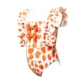 thumbnail image 3 of Odeerbi Toddler Swimsuits Kids Girls One Piece Swimsuit Bow Floral Swimsuit Summer Ruffle Sleeve Swimsuit Orange, 3 of 9