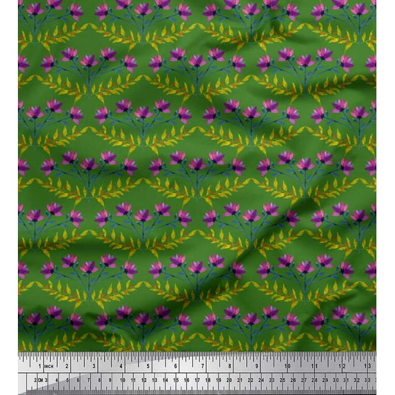 Soimoi Velvet Fabric Leaves & Floral Artistic Fabric Prints By Yard 58 Inch Wide