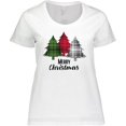 thumbnail image 3 of Inktastic Merry Christmas Plaid Trees Women's Plus Size T-Shirt, 3 of 5