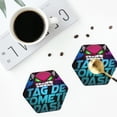 thumbnail image 4 of Lsque Geometry Dash Pattern 4" Drink Coasters Set of 6, Leather Absorbent Coasters, Table Coaster Set Decorative Coffee Cup Coasters Housewarming Gift, 4 of 7