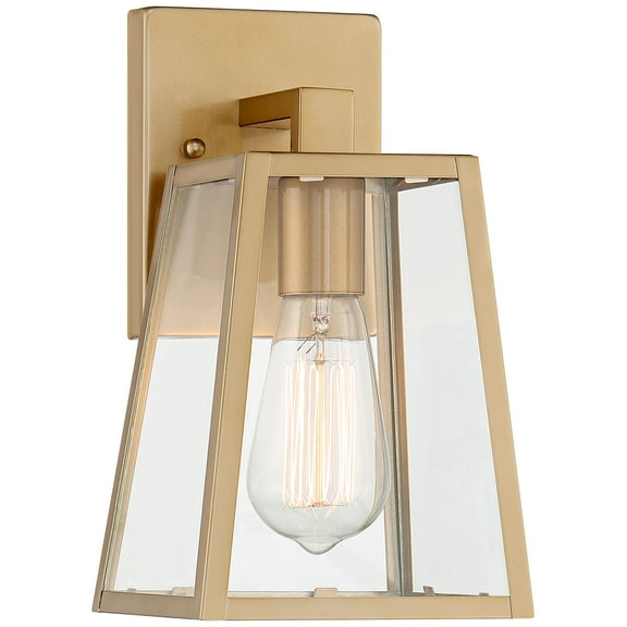 John Timberland Arrington Modern Wall Light Sconce Soft Gold Hardwired 6" Fixture Clear Glass Panels for Bedroom Bathroom Bedside Vanity