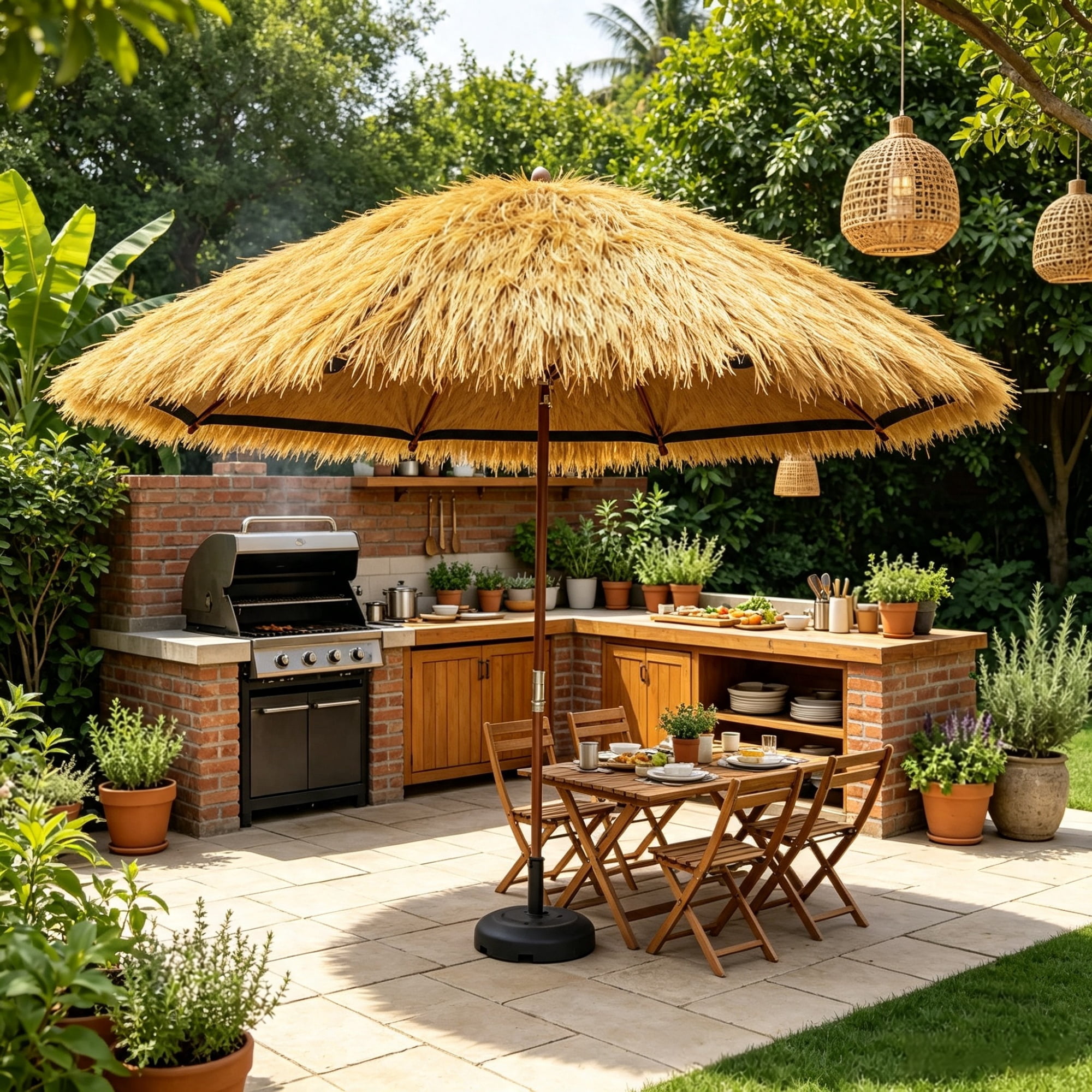 Waterproof Artificial Thatch Roof Roll (1.3 x 3.9 ft) for Bar & Tropical Decor(Only artificial thatched roof roll)