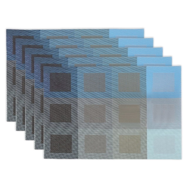 Elegancia para el comedor, manteles individuales de vinilo tejido de PVC azul marino para cocina y comedor, tapetes antideslizantes resistentes al calor, juego duradero y reutilizable, fácil de