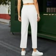 thumbnail image 3 of Clearance under 10$ Sevevn Women Casual Linen Drawstring Elastic Waist Long Wide Leg Pants Sales Today Clearance White XXL, 3 of 8