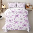 thumbnail image 2 of Erosebridal Purple Bow Flower Quilt King for Girls, Watercolor Groovy King Coverlet Set, 3pcs, 2 of 7