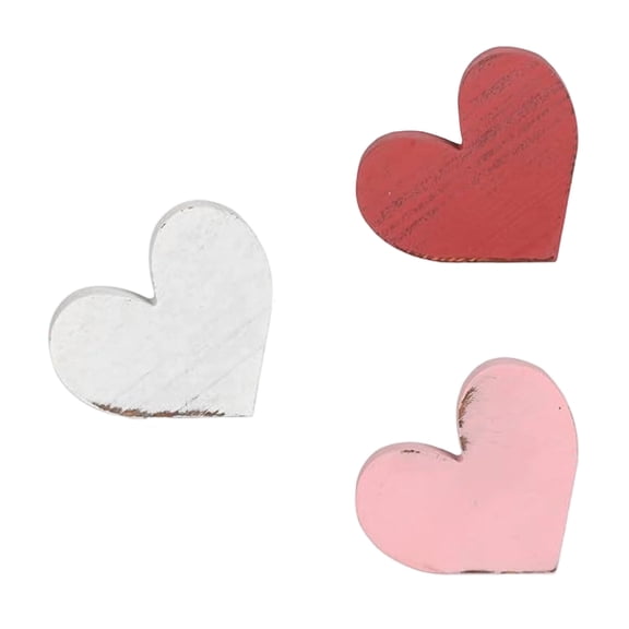Wooden Heart Shaped Decorative Pieces for Crafts and Home Décor Set of Three Distressed Finish Cutouts