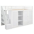 thumbnail image 6 of CoSoTower Functional Loft Bed with 3 Shelves, 2 Wardrobes and 2 Drawers, Ladder with Storage, No Box Spring Needed, White, 6 of 9