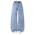 thumbnail image 2 of GiLiling Teen Girls Y2k Baggy Jeans Wide Leg High Waist Elastic Waist Vintage Aesthetic Cargo Denim Pants (Blue, 13-14 Years) (Blue, 11-12 Years), 2 of 8