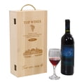 thumbnail image 1 of Wine Box Shockproof 2 Bottles Wooden Wine Gift Box Wine Carrier Case with Handle, 1 of 10