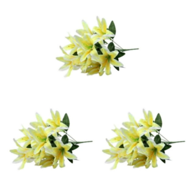 VONKY Faux Lilium With Realistic Appearance Low Maintenance Artificial Flowers yellow 3Set