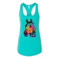 thumbnail image 2 of Wild Bobby, Neon Rainbow Horse Animal Lover Ladies Racerback Tank Top, Tahiti Blue, X-Large, 2 of 3