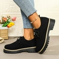 thumbnail image 4 of Rokment Platform Mary Jane Ankle Boots for Women Fall Winter Fashion Casual Suede Lace up Chunky Mid Heel Lug Sole Oxfords Penny Loafers Combat Booties Black Size 6, 4 of 7