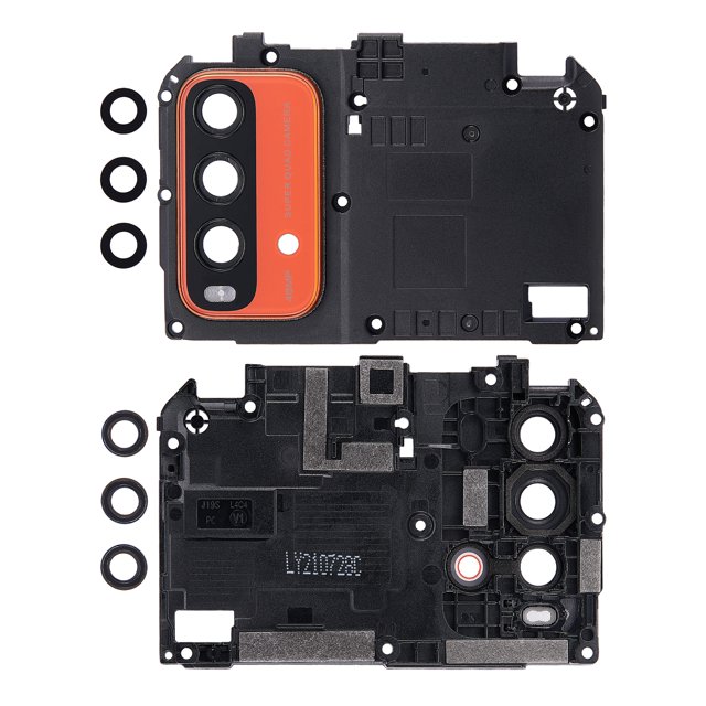 Objectif de Caméra Arrière de Remplacement avec Support / Lunette Compatible pour Xiaomi Redmi Note 9 4G (Orange)
