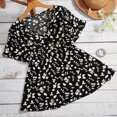 thumbnail image 1 of Fiudx Ofertas de La Semana Blusa Informal de Manga Corta con Cuello En V y Botones Estampados para Mujer a La Moda, 1 of 7