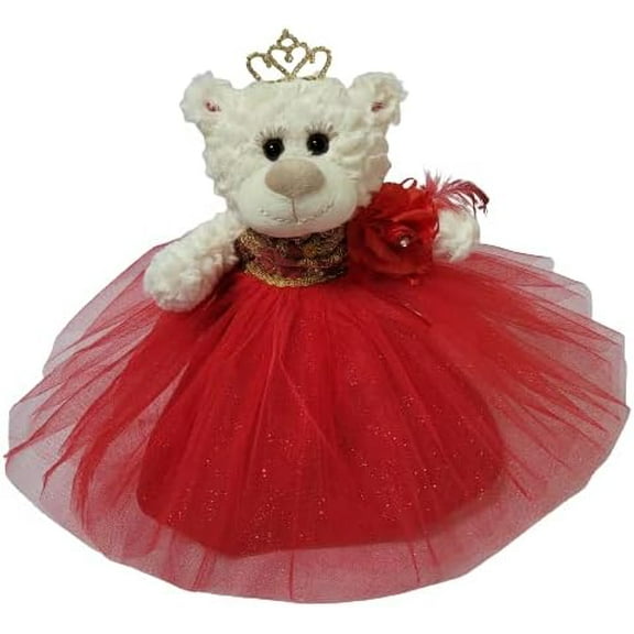 Quince Años Quinceañera Last Doll Teddy Bear in Red Dress Gold Trim - Centerpiece & Decoration