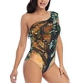 thumbnail image 3 of Gukieu Seasonal Tree Reflection Print One-shoulder Ruffled One-piece Swimsuit with Removable Chest Pads and Tummy-control Swimsuit for Women-XX-Large, 3 of 6