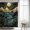 thumbnail image 5 of Mountain Shower Curtain Boho Mid Century Golden Moun Starry Moon River Plants Abstract Nature Landscape Bathroom Decor Set Waterproof Bathtub Curtain with 12 Hooks 72x72 inches, 5 of 6