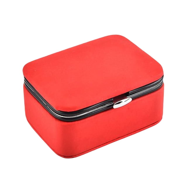 Guardurnaity Joyero PU Pantalla de cuero Color sólido Caso Hallazgos Pendientes Medallón Anillo Organizador Soporte multifunción Niñas Ropa, zapatos y accesorios Miscelánea Rojo 8*6 Guardurnaity AP017827-01