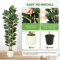 thumbnail image 4 of 7FT Artificial Fiddle Leaf Fig Tree - Faux Rubber Tree with White Pot - Tall Fake Floor Plant with 107 Leaves - Artificial Plant for Home Decor Indoor Office Living Room, 4 of 7