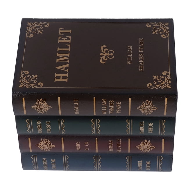 Book Trinket Vintage Style Textured Faux Leather Storage Box Gold Shade Decorative Book Cover Book Shaped Organizer with High Density Board for Home Office Cafe Desktop Decoration