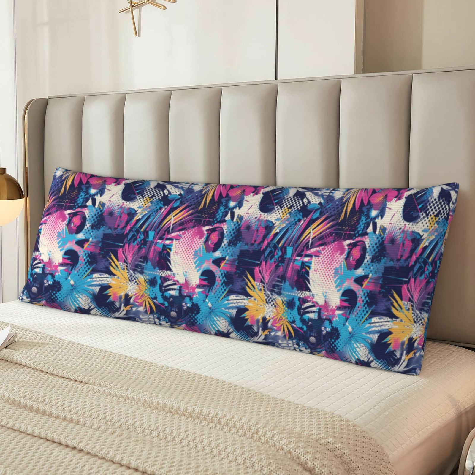 Naloa cool Skull colorful Super Soft 20x60 Body Pillow Case,Long Side Hidden Zipper（PILLOWS ARE NOT INCLUDED）