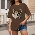 thumbnail image 4 of Women Summer Tops Ladies Fashion Casual Valentine's Day Print Outdoor Sports Round Neck Short Sleeve T Shirt Top Half Tee Womens Loose Fitting T Shirts Dress Tee Shirts Women plus Size Brown XL, 4 of 5