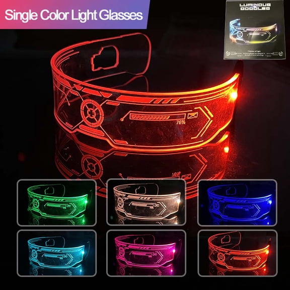 7 Colors Glowing Luminous LED Flashing Glasses Acrylic Light Neon Light Party Glasses Cyberpunk Futuristic For Club Decorations