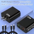 thumbnail image 6 of Fast USB C Charger Block, 4 Pack (2 Charger Blocks + 2 Charger Cables) 5-Port USB C Wall Charger, Fast Charging USB-C PD up to 20W Power Adapter, Type C Brick Chargers, Black, 6 of 9
