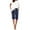 Dark Blue, variant on Bloomae Upgrade Bermuda Shorts for Women 2025 Summer Casual High Waisted Loose Drawstring Button Decor Knee Length Shorts with Pockets Dark Blue S