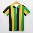 thumbnail image 3 of Black Yellow Green Stripes Men Zipper T-shirt Summer Casual Short Sleeve T-shirt Top, 3 of 7