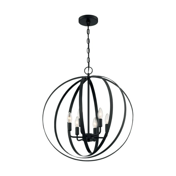 60/7068 Nuvo Lighting Pendleton-6 Light Pendant in Glam Style-22 Inches Wide by 24.38 Inches High-Matte Black Finish    -Traditional Installation