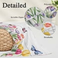 thumbnail image 2 of Tulips Spring Floral Pillow Covers, Linen Long Throw Pillow Case, Pastoral Flowers Butterfly Wooden Holiday Pillow Protector Decorative Cushion Cover for Living Room/Bedroom 20" x 26", 2 of 8