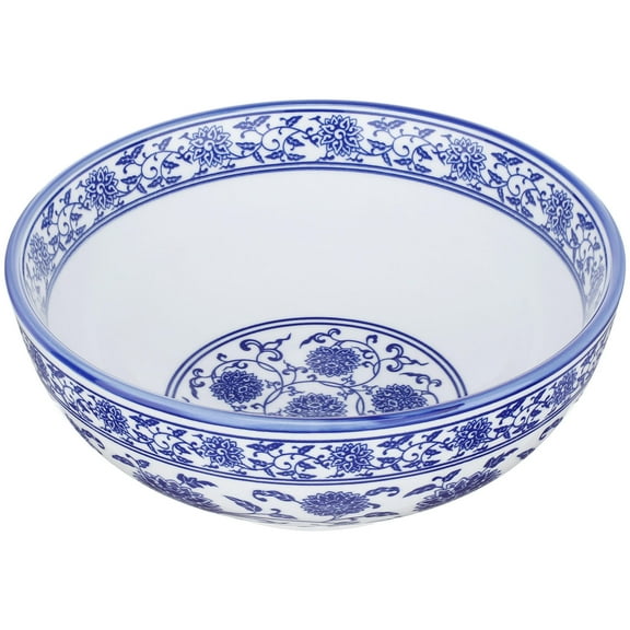 Topbathy 1Pc Blue Ceramic Ramen Bowl for Home Use Chinese Style Porcelain Soup Bowl