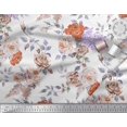 thumbnail image 2 of Soimoi Orange Poly Georgette Fabric Leaves & Rose Flower Decor Fabric Printed BTY 52 Inch Wide, 2 of 3