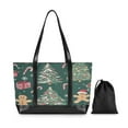 thumbnail image 7 of FORMRS Canvas Laptop Tote Bag for Women with 15.6" Computer Compartments Shoulder Handbag, Red Christmas Gingerbread, 7 of 7