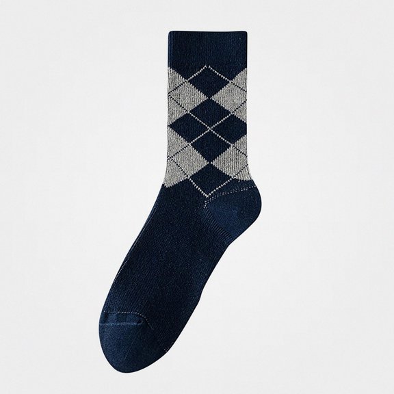 Babcutegg Mens Color Block Mid Calf Socks Moisture-Wicking Cotton Breathable Casual Socks Navy Size Free Size