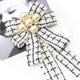 thumbnail image 2 of Classic plaid printed bow brooch canvas pearl bow tie, 2 of 4
