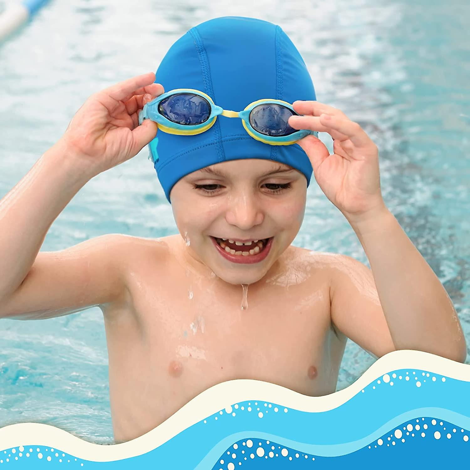 Dizokizo Lot De 2 Bonnets De Bain En Silicone Pour Enfants De 6 à 14