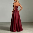 thumbnail image 5 of XIAOCHA Women's Summer Elegant Maxi Dress V Neck Thin Spaghetti Strap Satin Solid Flowy Floor Evening Gown, 5 of 6