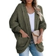 thumbnail image 1 of Women Open Front Long Sleeve Chunky Knit Cardigan Sweaters Outwear with Pockets, 1 of 5