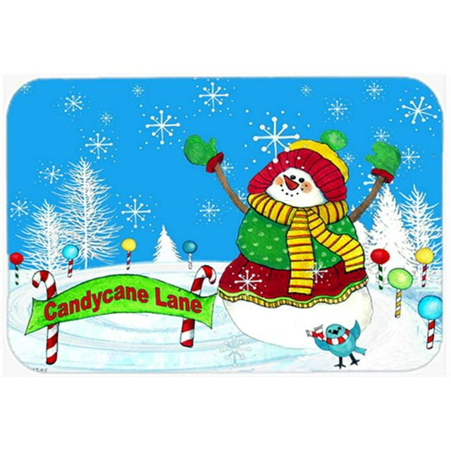 Carolines Treasures PJC1075LCB Candy Cane Lane Snowman Glass Cutting Board- Large