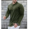 thumbnail image 2 of Aimik Long Sleeve Polo Shirts for Men S - 2Xl Slim Fit Collared Cotton Blend Full Sleeve Casual Workwear Shirt Sporty Striped Printed Lapel Polo Shirts-Army Green M, 2 of 6