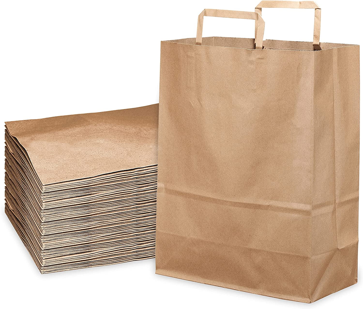 [250 Pack] Small Kraft Paper Gift Bags with Paper Handles 10x5x13 ...