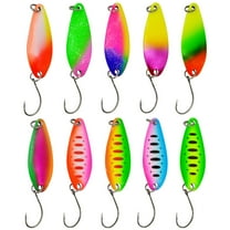 Necvior 10Pcs Single Hook Trout Spoon Lures Hard Metal Baits Fishing Spinners Hard Baits