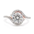 thumbnail image 3 of 2 Carat Round Cut Lab Created Moissanite Diamond Two Tone Swirl Bypass Engagement Ring For Women In 14K Rose Gold Over Sterling Silver (G-H Color, VVS1 Clarity, 2 Cttw) Size - 5, 3 of 8
