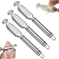thumbnail image 1 of 2-in-1 Stainless Steel Fish Scaler + Ginger Grater, Multifunction Stainless Steel Fish Scaler Remover, Descaler Sawtooth for Easy Descaling, With Hanging Handle (3pcs), 1 of 8