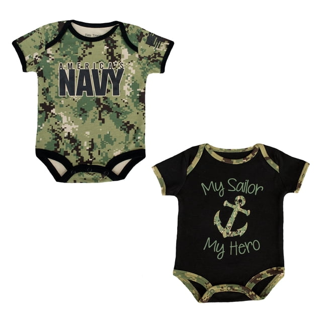 Pack de 2 monos TROOPER Navy NWU III de 0 a 3 meses (7701)