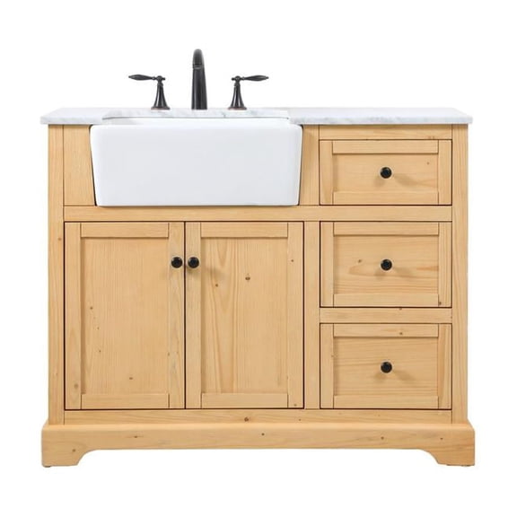 Elegant Decor Franklin 42" Aluminum MDF Single Bathroom Vanity in Natural Wood