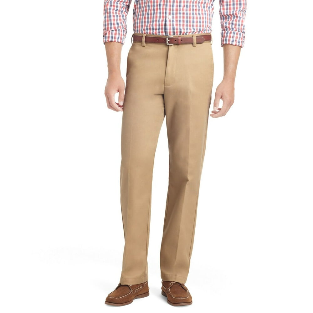 IZOD - Men's IZOD American Chino Straight-Fit Wrinkle-Free Flat-Front ...