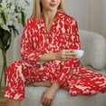 thumbnail image 6 of KLL Beef Print Women's Long Sleeve Pajamas with Pants Sleepwear Loungewear 2 Set-Large, 6 of 8
